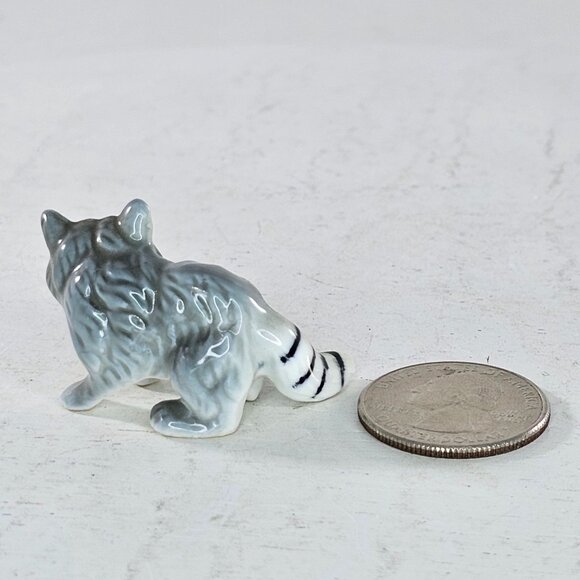 Vintage Bone China Raccoon Figurine Gray Miniature - Picture 8 of 8